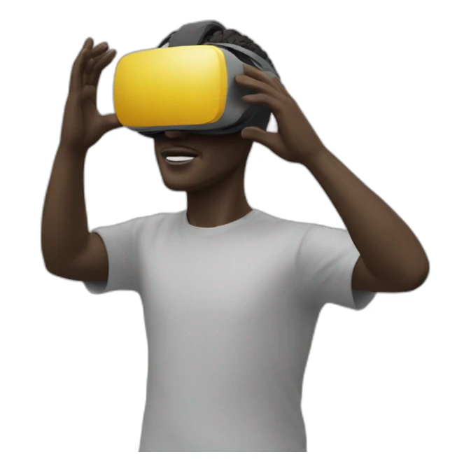 Sculpture David with virtual reality sticker