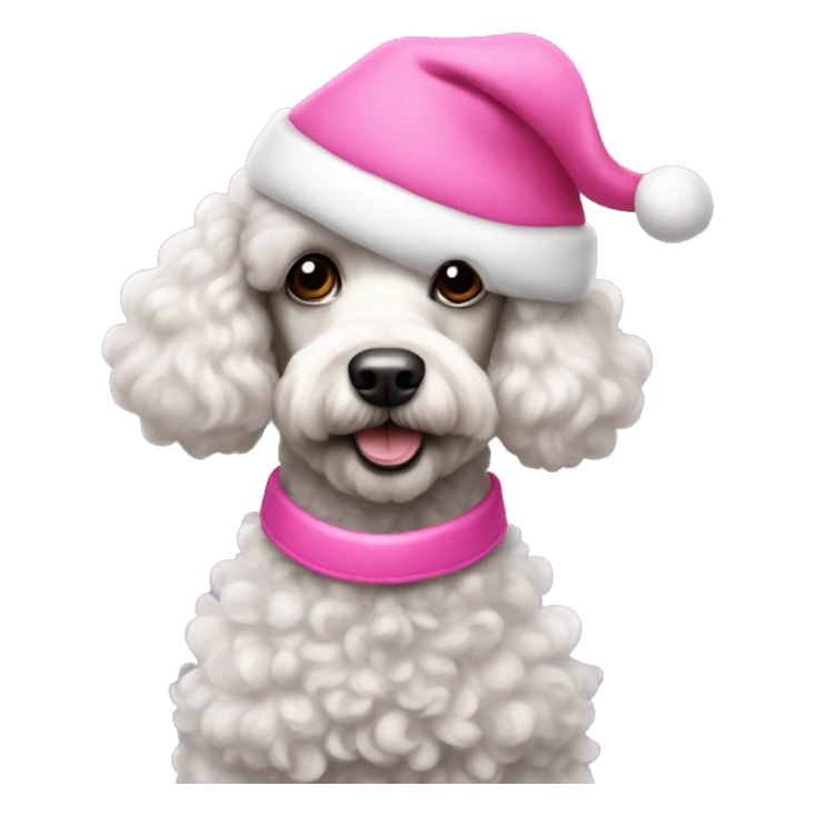 Poodle wearing pink Santa hat sticker