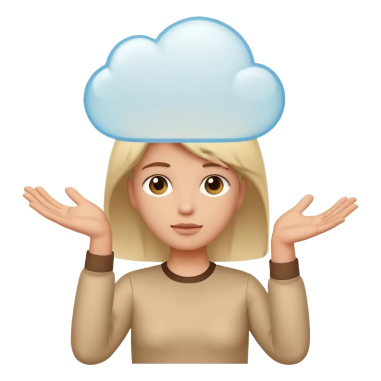 Open palms face up holding a thought bubble sticker