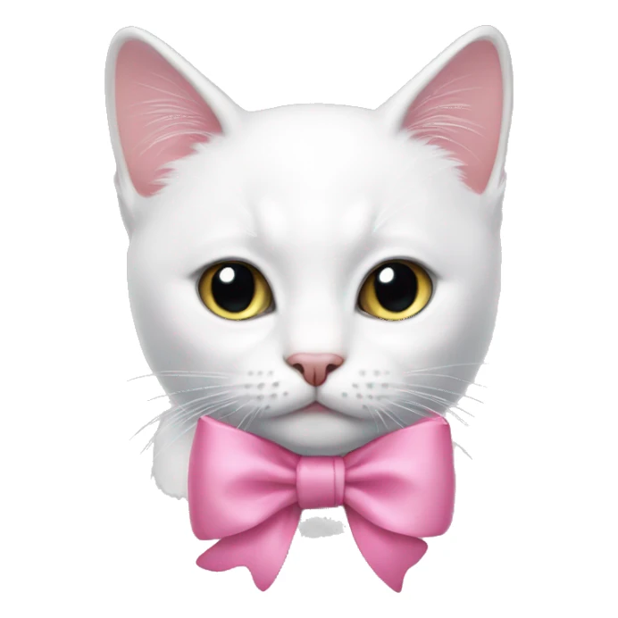 white cat with pink bow on head  sticker