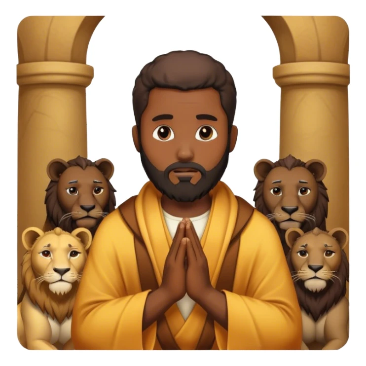 Black Daniel in lions den praying with a beard sticker