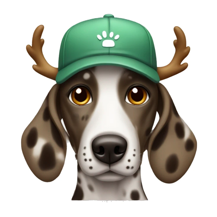 Brown Dalmatian in a cap with deer horns sticker