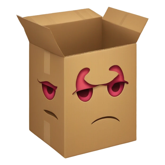 cardboard box shows muscles arms sticker