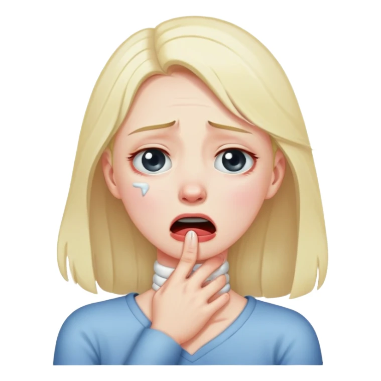 girl with both her hands choking her neck while crying sticker