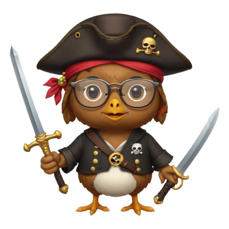 chick animal with glasses, pirate sticker