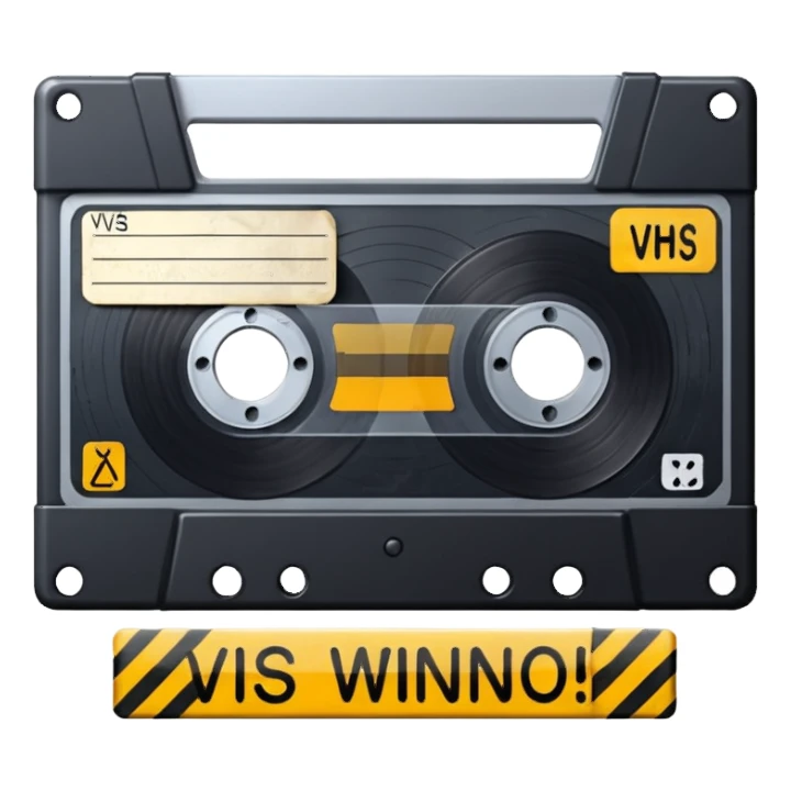 VHS tape with scratched warning label.
 sticker