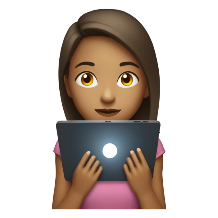 girl looking at turned on tablet sticker