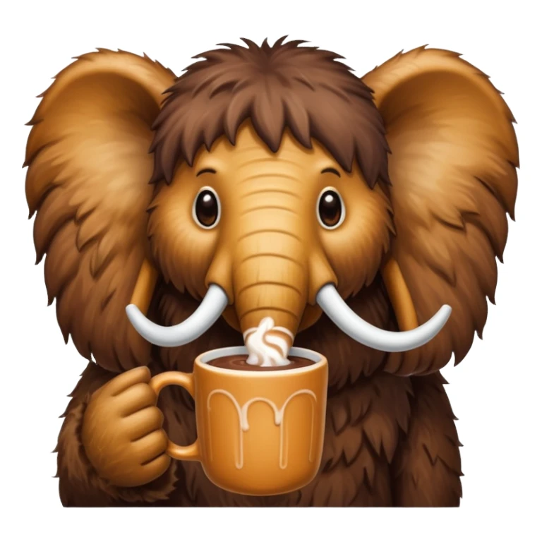 A mammoth who drinks a hot chocolate sticker