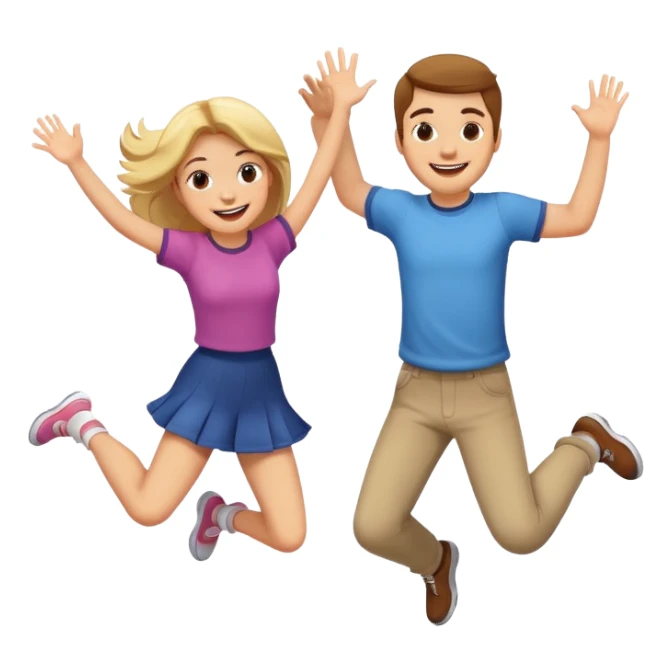 girl and guy jumping together  sticker