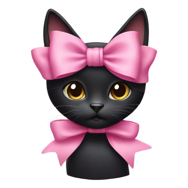 Black cat with pink how  sticker