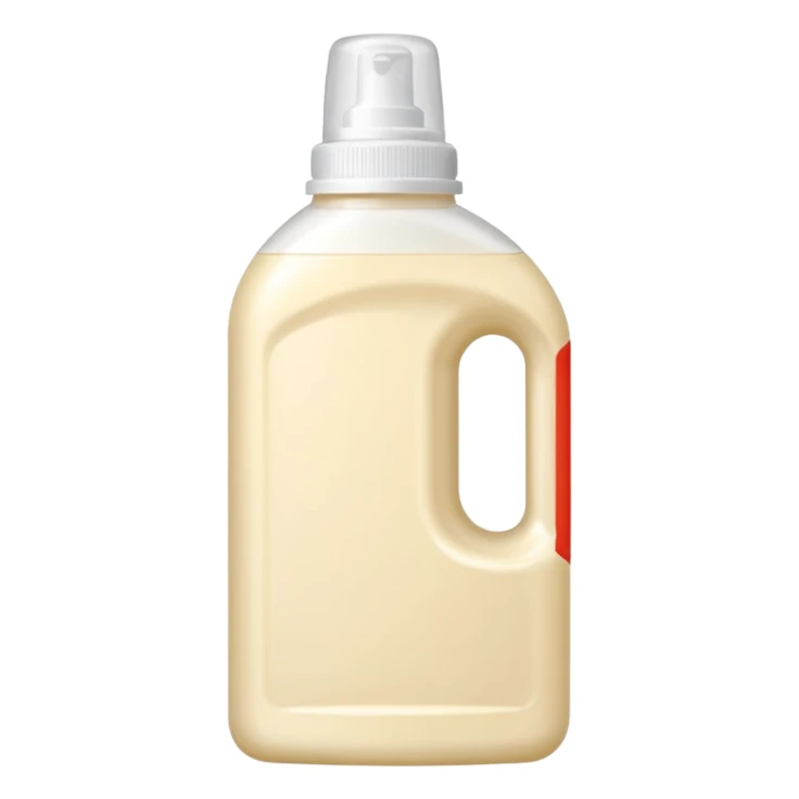 detergent bottle, cream colored, white cap sticker