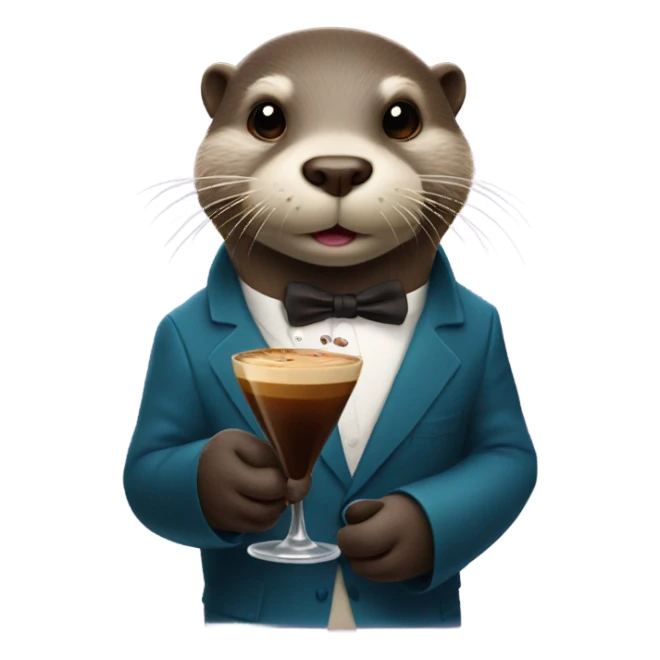 Otter holding an espresso martini sticker