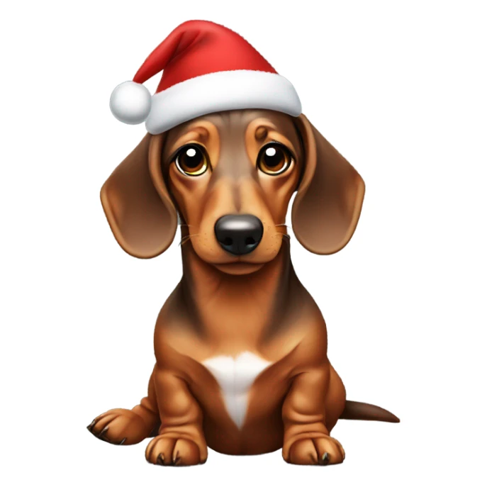Dachshund with a Christmas hat  sticker