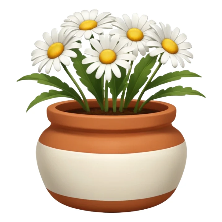 Small pot with blooming daisies sticker