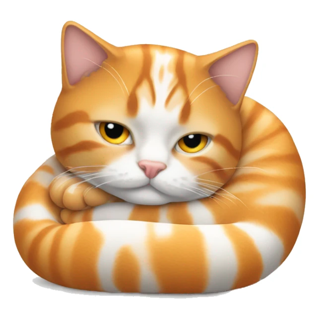 Orange and white tabby curled up sticker