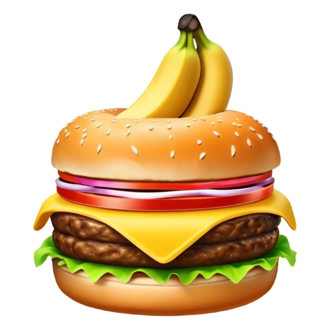 огромный банан в бургере вместо котлеты sticker