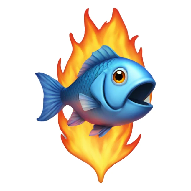fish on fire sticker