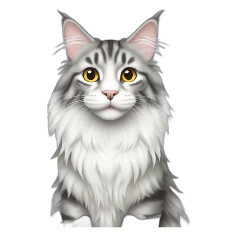 white with gray stripes maine coon cat sticker