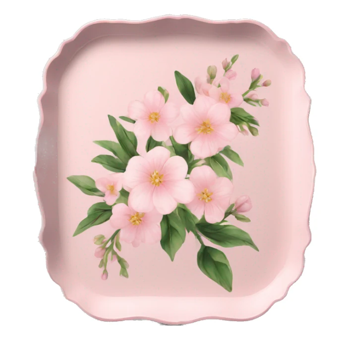 Light pink floral serving tray sticker