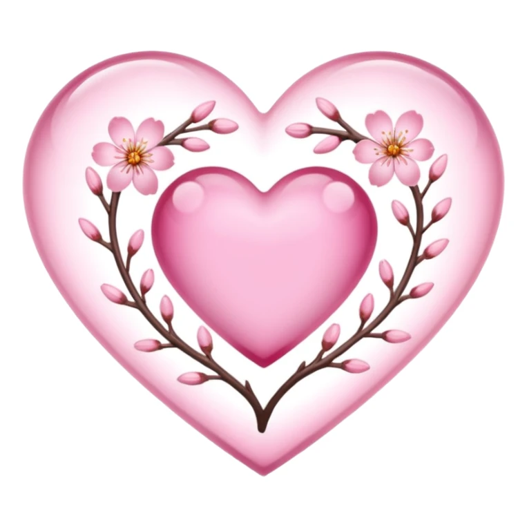 sakura heart with a transparent center sticker