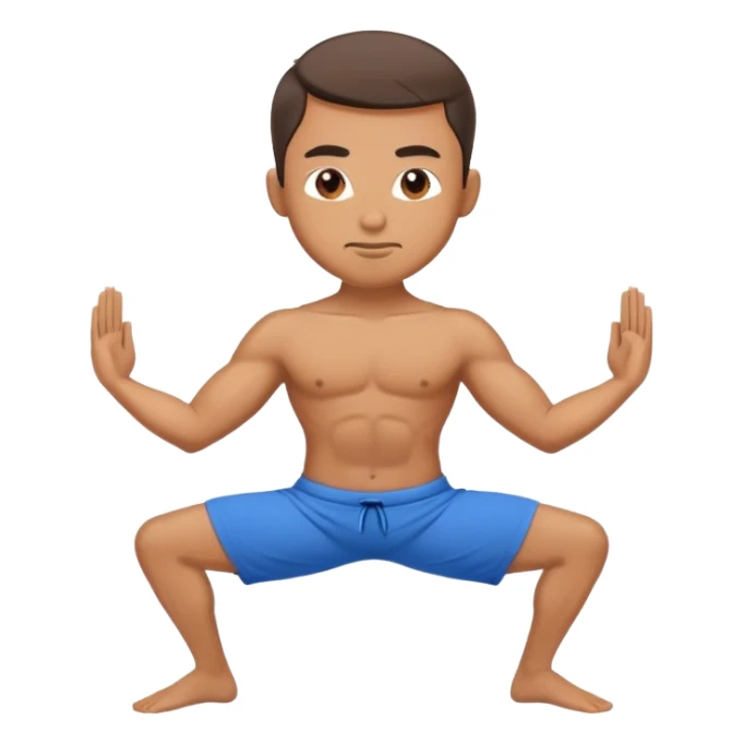 guy blue short warrior-II yoga pose sticker