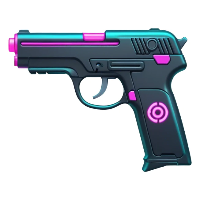 neon cyberpunk style gun sticker
