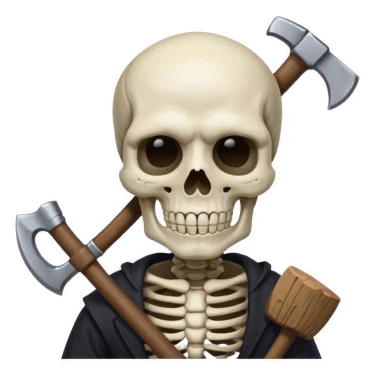 Una cara de esqueleto con una acha sticker