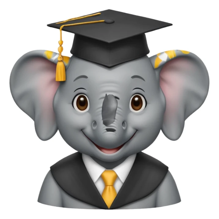 happy elephint wearing a graduation cap sticker