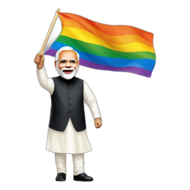 hyper realistic narendra modi waving lgbtq flag sticker