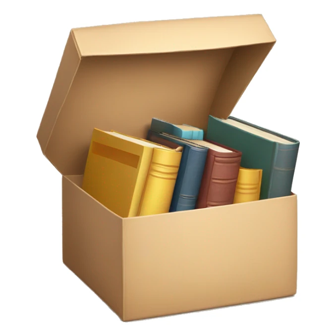 open box with books inside sticker
