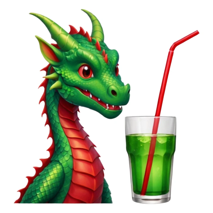 Dragon sipping with a straw from a drink sticker