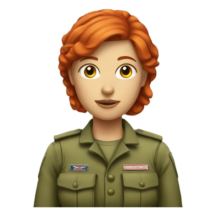Red headed female soldier sticker