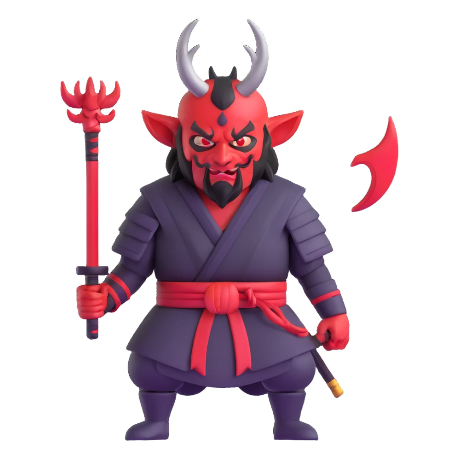 Devil samurai with prominent red horns sticker