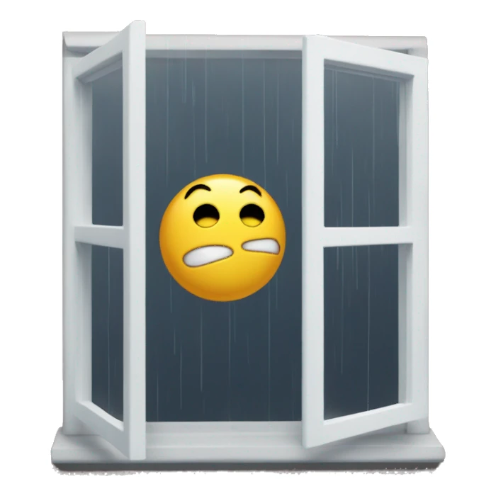 Sad emoji looking out of window while it’s raining sticker