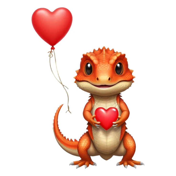 bearded dragon holding a heart balloon sticker