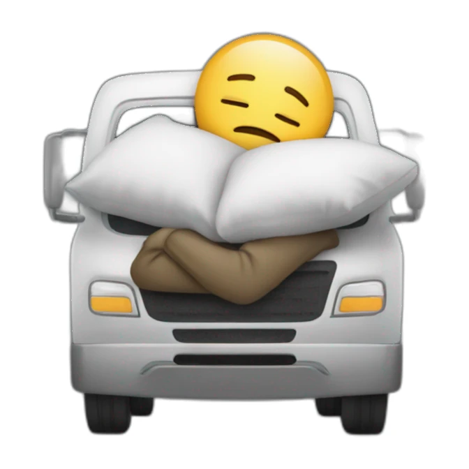sleeping truck driver with pillow behind his head sticker