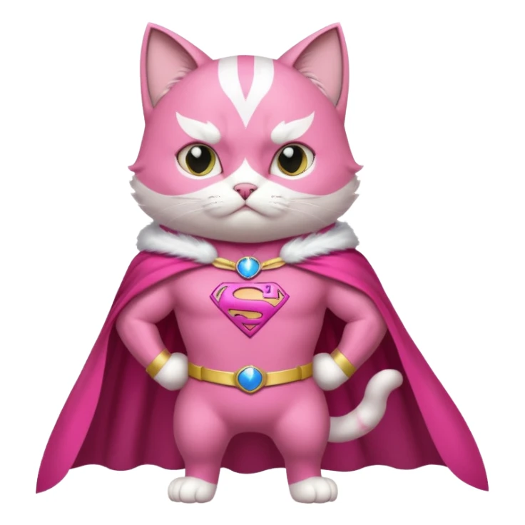 pink superhero cat sticker