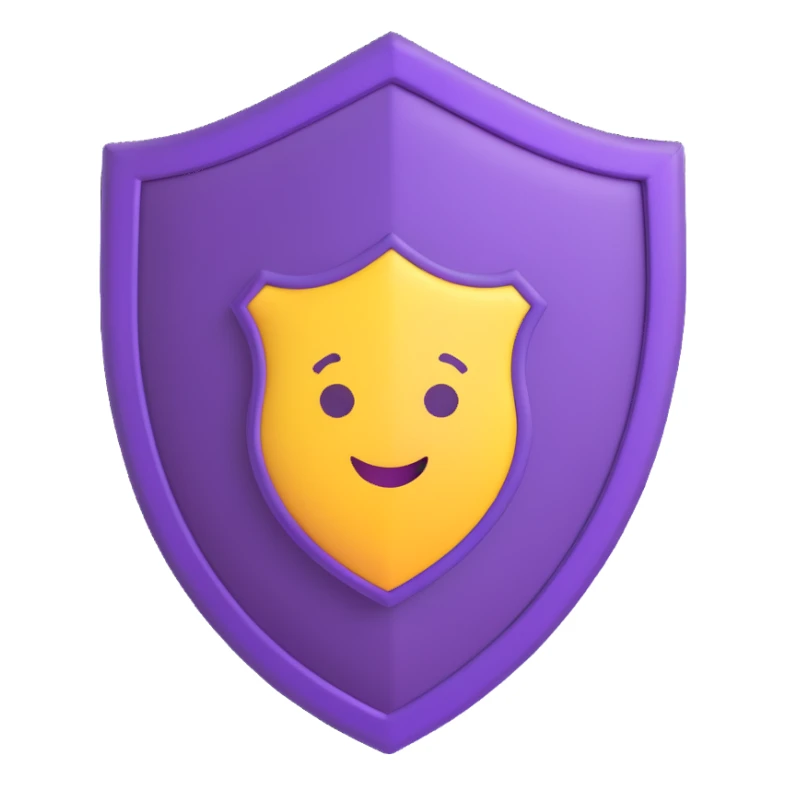 purple team cyber security emoji featuring a shield with digital elements and a purple color scheme in modern emoji style sticker