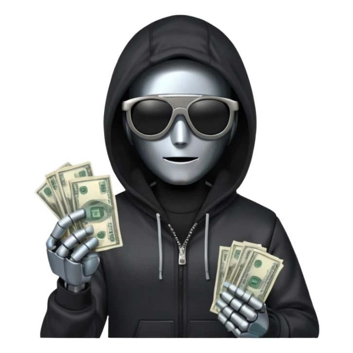 hoodie, sunglasses, money ROBOT sticker