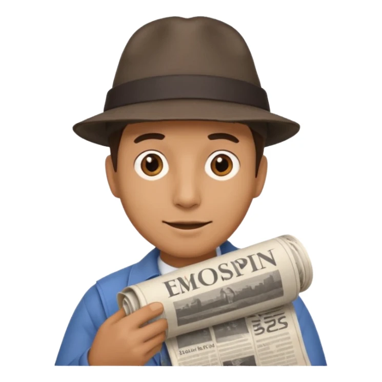 man with rolled newspaper sticker