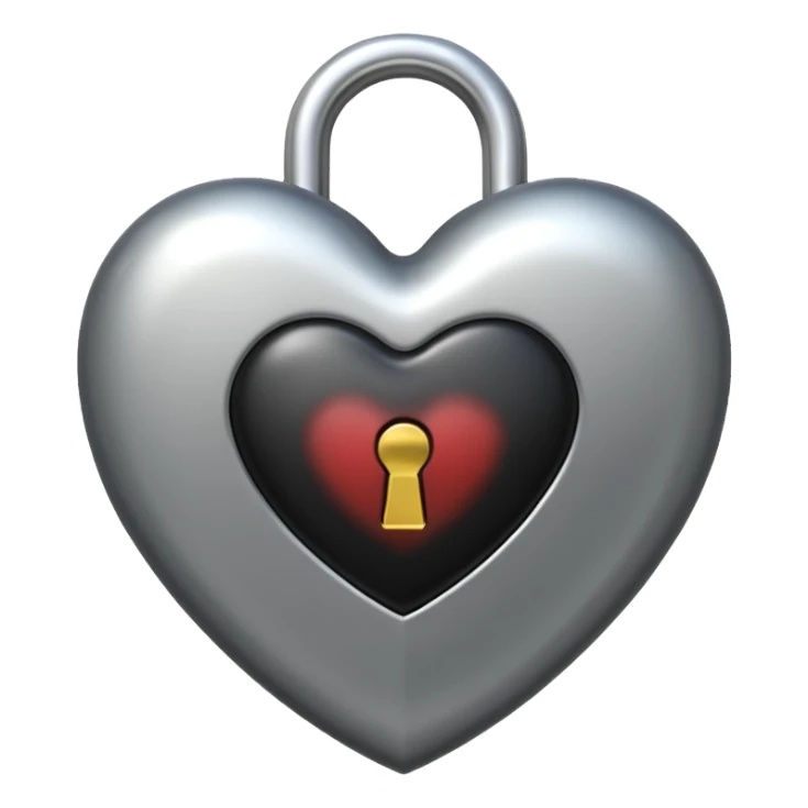heart with black and silver lock sticker