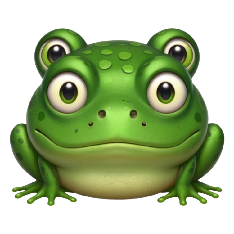 A frog with a sad face sticker