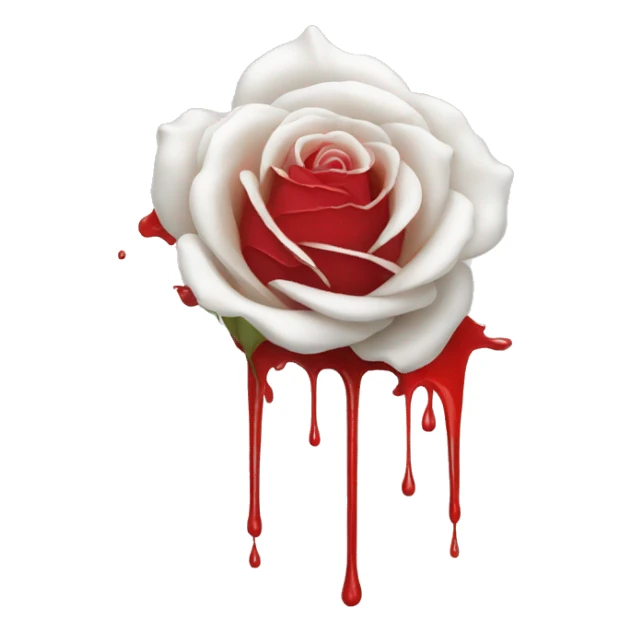 White rose dripping red paint sticker