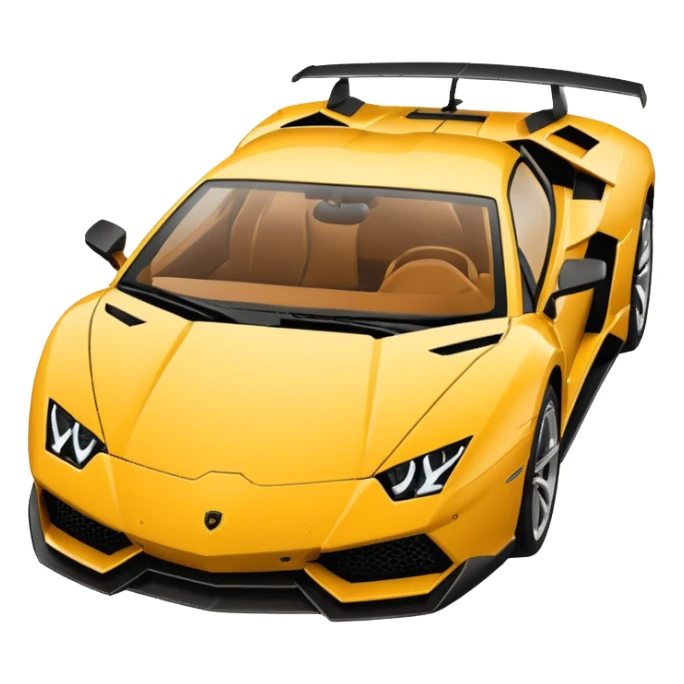 "Create a top-down view 2D Lamborghini in Apple iOS emoji style. Use solid colors, clean lines, no gradients, and smooth curves. Keep the design minimalist with a white background."
 sticker