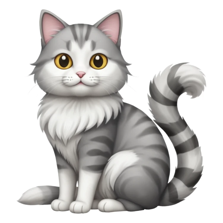 a grey and white cat sitting regally sticker