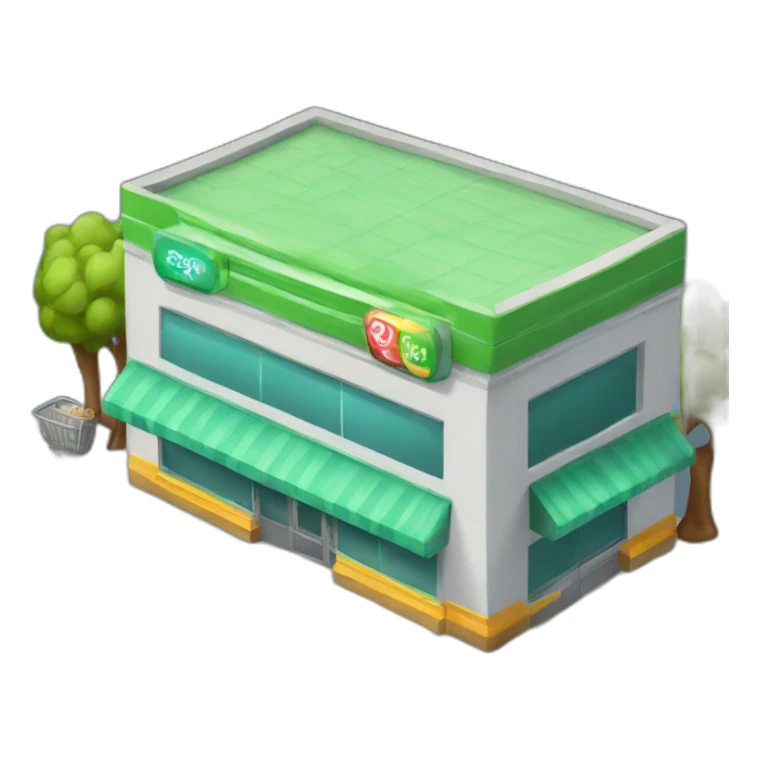 Game-set supermarket exterior structure sticker