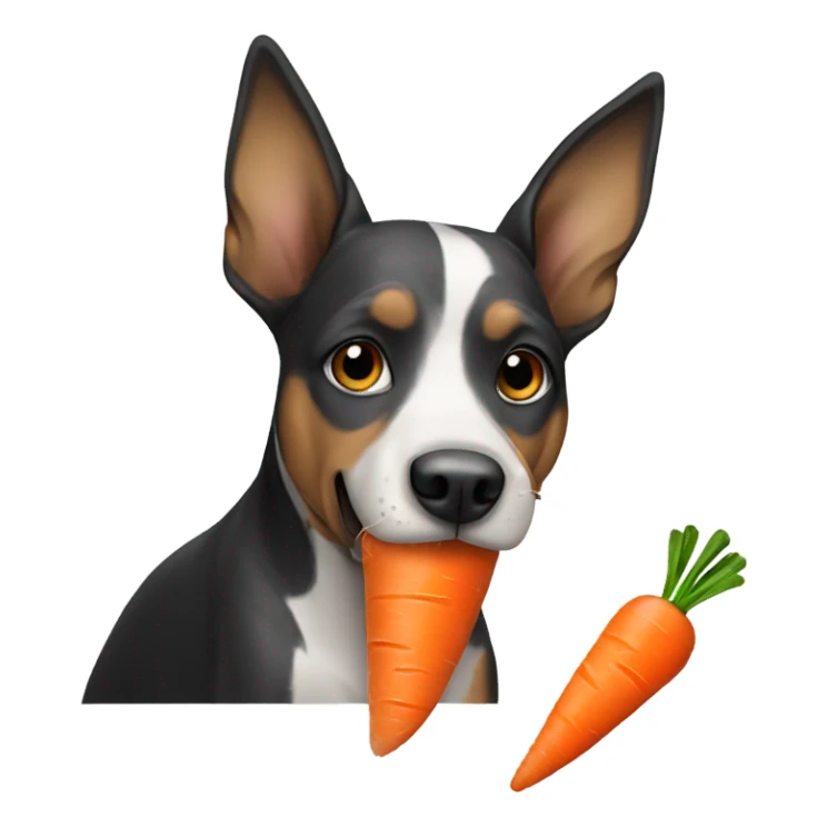 Dog eating carrot sticker