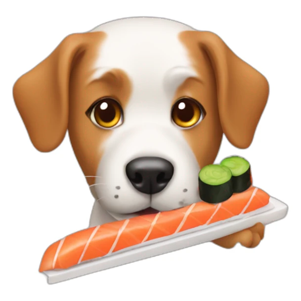 dog eating sushi sticker