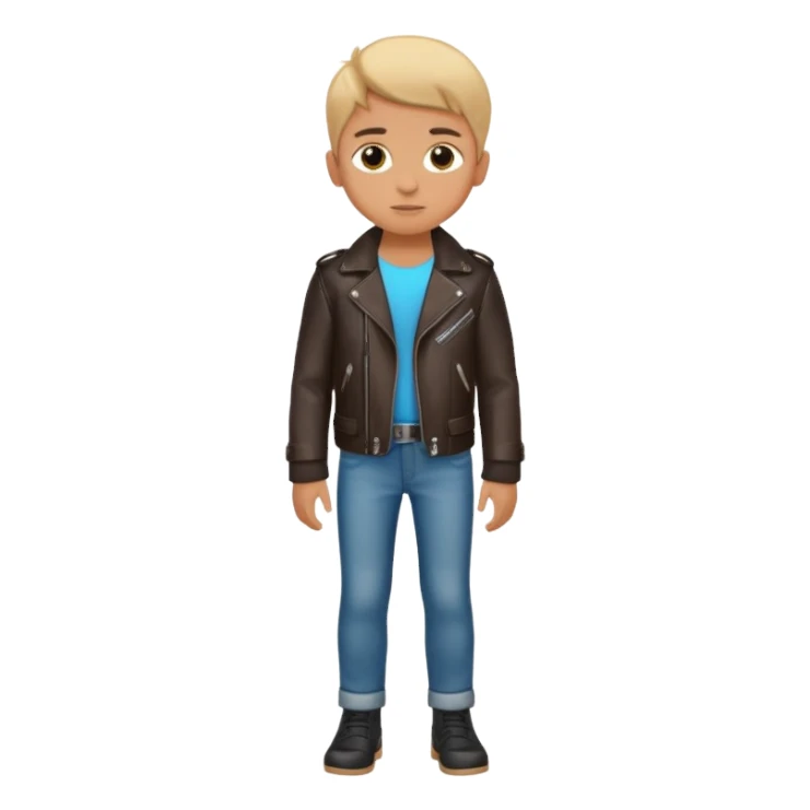 Boy in leather jocket, full body, different color sticker