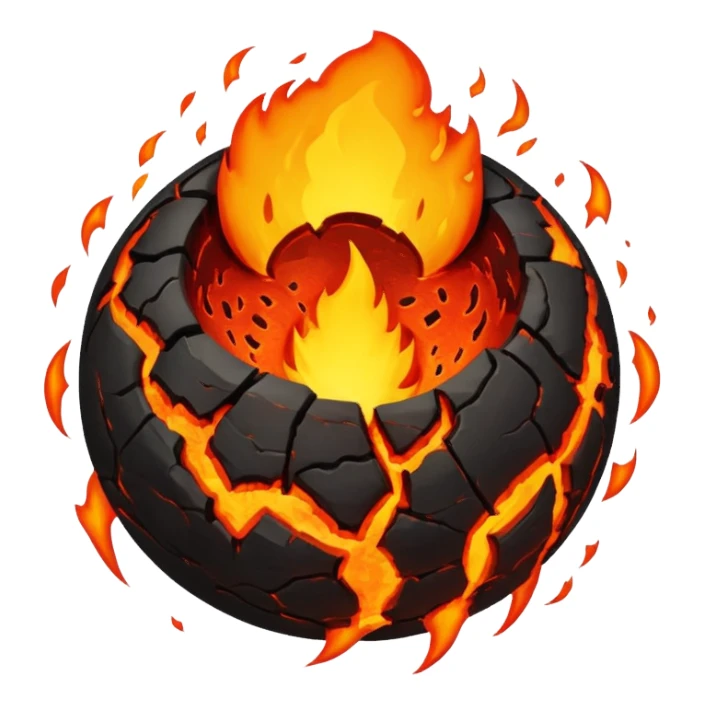 sphere globe planet, surface covered with lava and hole sticker